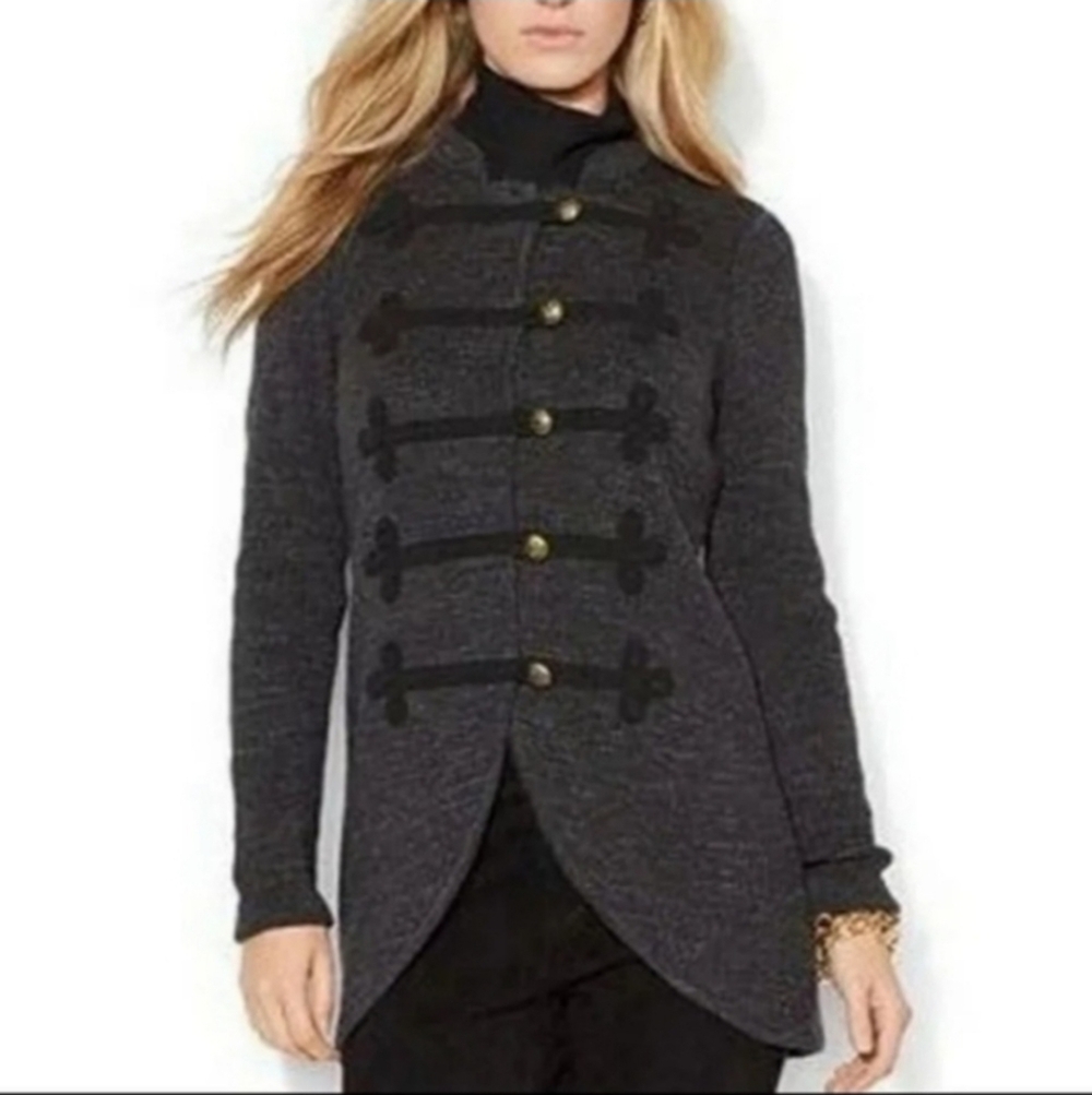 Lauren Ralph Lauren Military Style Sweater Jacket Gold Buttons